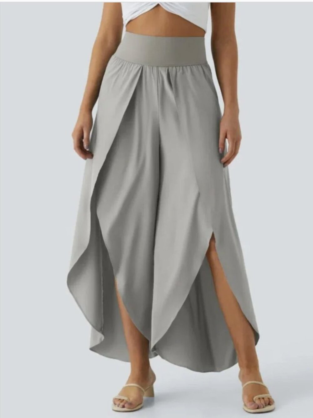 NWT HALARA High-Waist Breezeful Palazzo Pants Gray Sz M